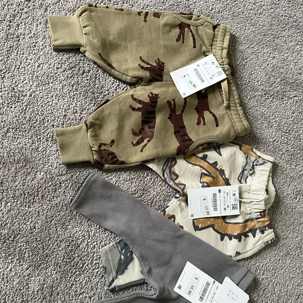 3 pairs of Zara 3-6 months pants
